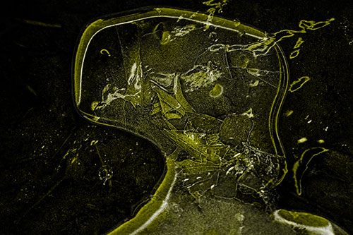 Shattering Ice Head Cracking Smile Along Shore (Yellow Tone)