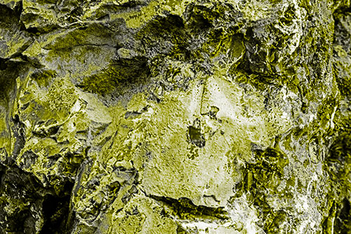 Shut Eyed Rock Face Decomposing (Yellow Tone Photo)