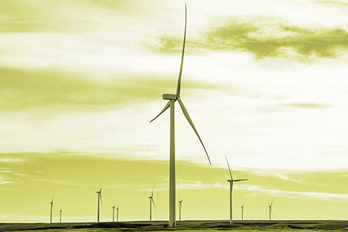 Wind Turbine Standing Tall Among The Rest (Yellow Tone Photo)