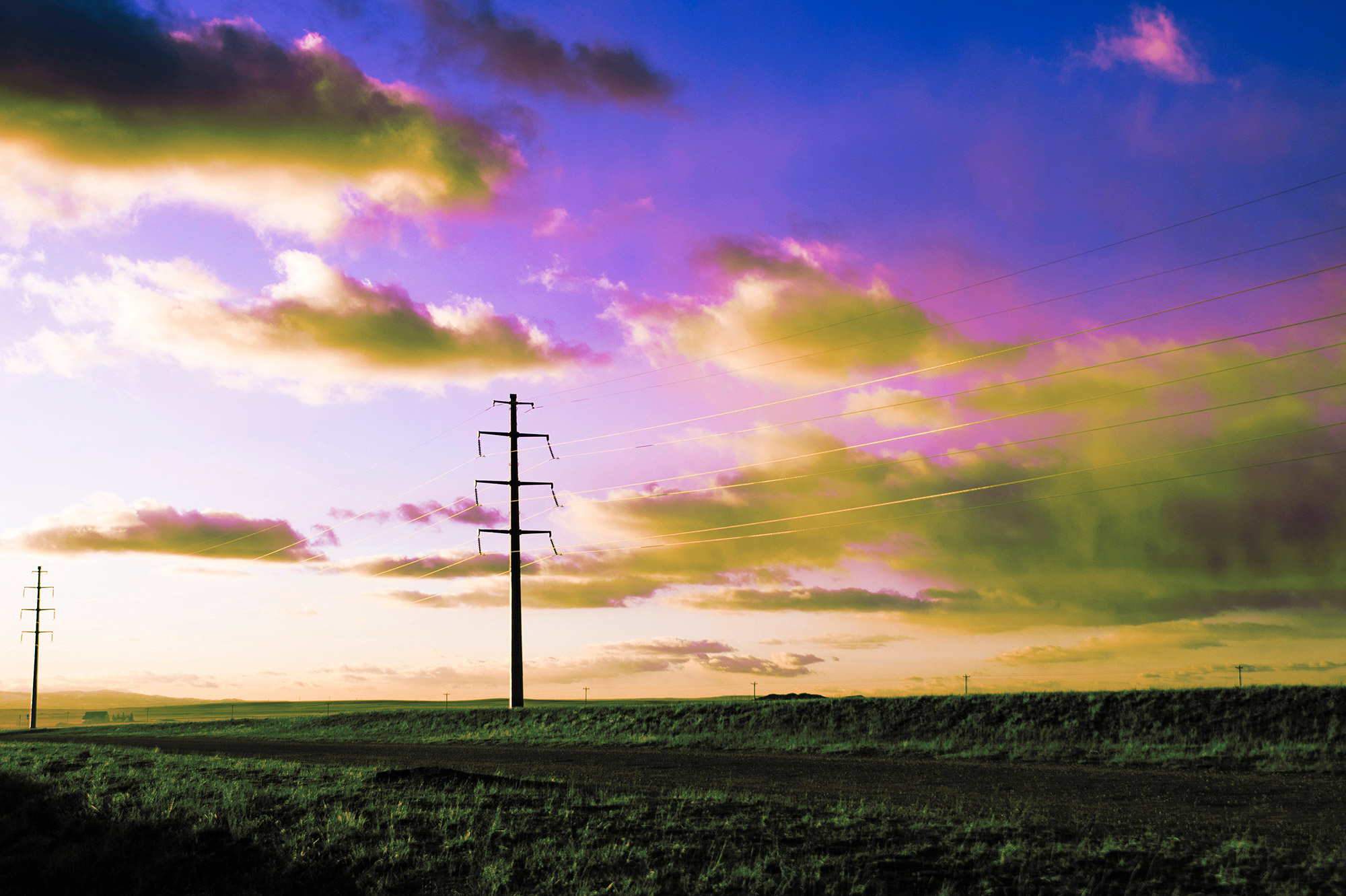 Download Color Sunset Clouds Scatter Above Powerlines Cirrus Sky Technology Park